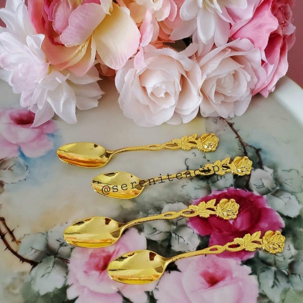 8 Rose Design Tea Spoons